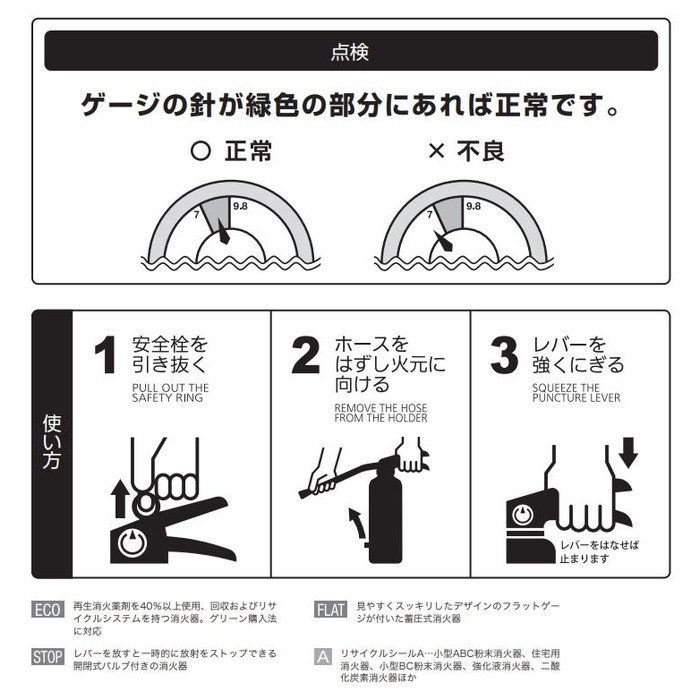 MEA10B アルミ製蓄圧式粉末ABC消火器 アルテシモⅡ 10型 リサイクルシール付