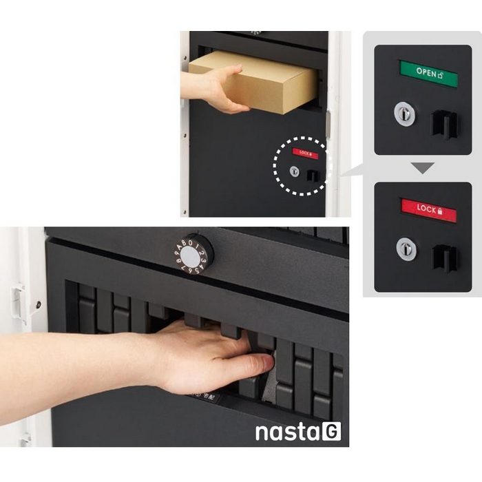 KS-TL06L-P315-L 宅配ボックス（Nasta Box＋POST） 複数投函タイプ 390×317×590mm 前入前出・左勝手 サイズM ライトグレー×ホワイト