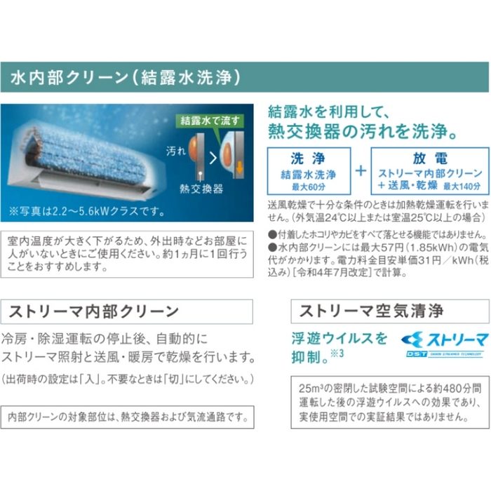S715ATCP-W 壁掛型ルームエアコン CXシリーズ 24畳用 室内機・室外機セット 室内電源200V 標準仕様 ホワイト