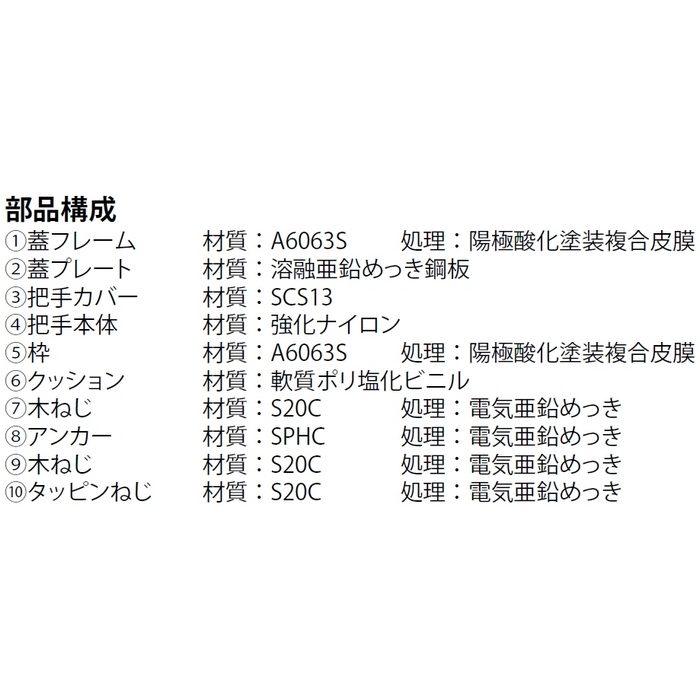 MOFE-450-15-C フロアーハッチ フローリング床材用 屋内用 一般形 アルミニウム＋スチール製 床点検口蓋 アルミニウム目地
