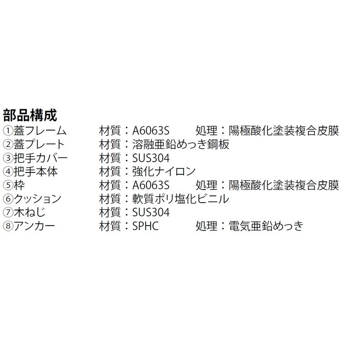 MOFM-600-15-M フロアーハッチ フローリング床材用 屋内用 一般形 アルミニウム＋スチール製 床点検口蓋 アルミニウム目地