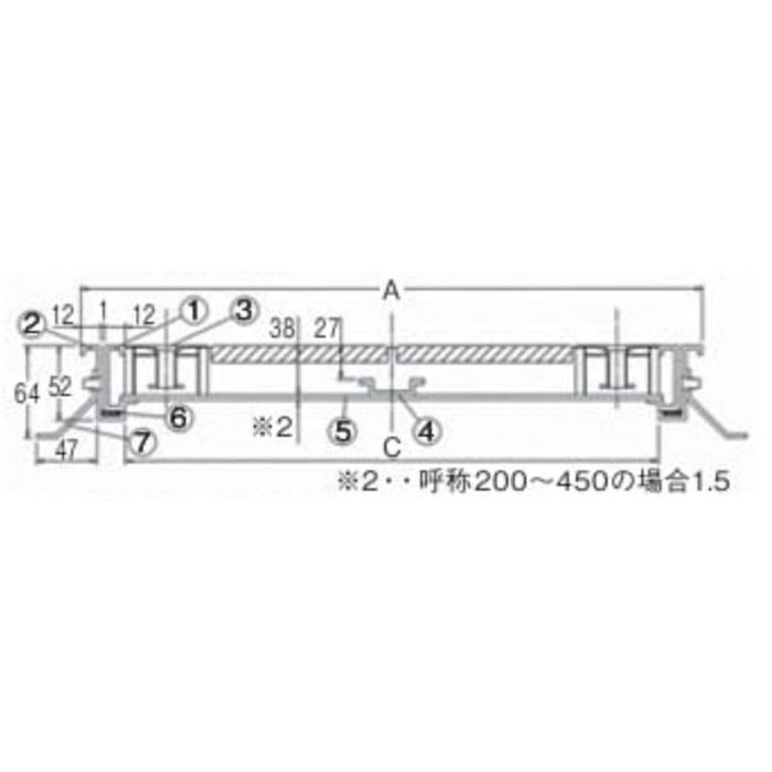TS-1M250 モルタル用 ステンレスフロアーハッチ（歩行用） 250×250mm