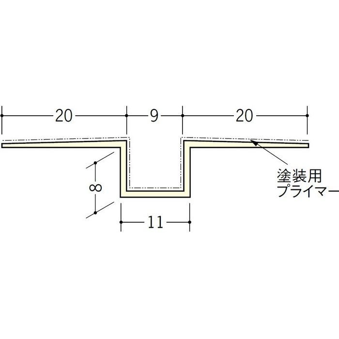 ハット目地9塗装プライマー付 ミルキー 3m 37153-2