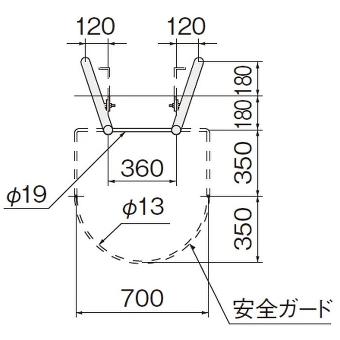 KS-RTRG347S-2 塔屋タラップ 安全ガード 700×2173×φ13mm バフ研磨