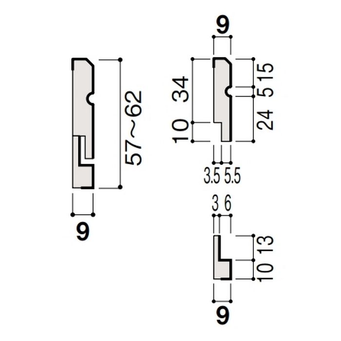 MT7015-21MU-402 イエリア スライド巾木 9×57×3900mm モスブラック 2本入