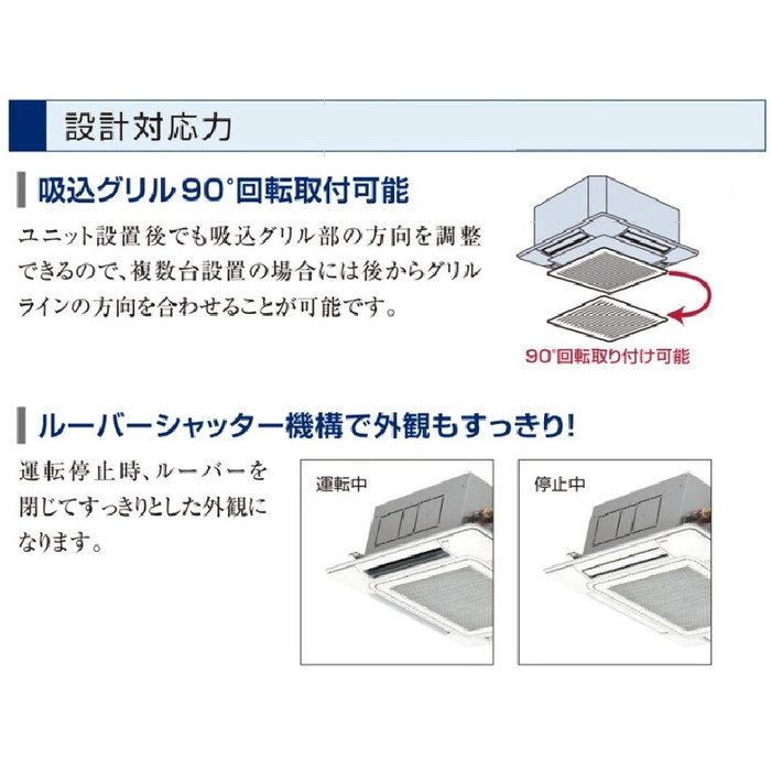 RCI-GP112RSH12 112型 三相200V パッケージエアコン 省エネの達人 てんかせ4方向(R32) シングル 室内外機+標準パネル+多機能デザインリモコン 店舗用 50Hz