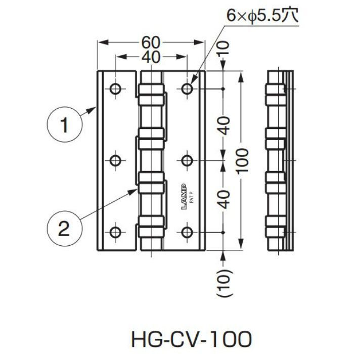 LAMP クリーンヒンジ HG-CV型 (精密タイプ) HG-CV-100TNS 170-099-152