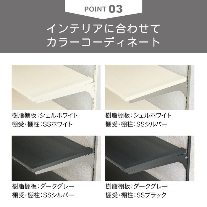 SS-JD3W4DG-2 アームハングSS樹脂棚板 12×290×448mm ダークグレー 2枚