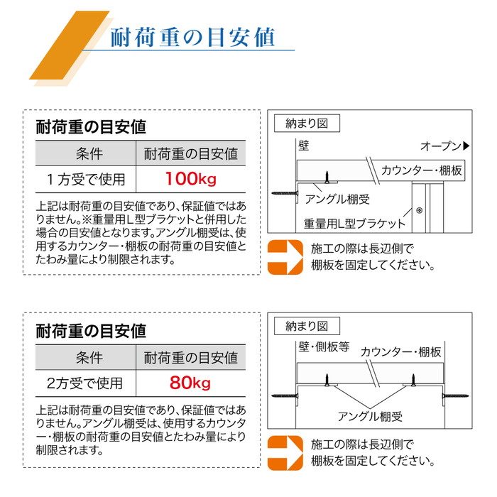 AT-420W-2 アングル棚受 420mm ホワイト
