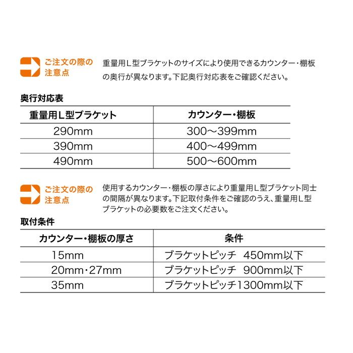 JB-D3-W 重量用L型ブラケット 32×290×210mm ホワイト