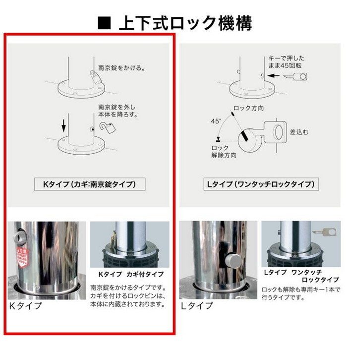 LA-12KCS-E サンバリカー（リフター） 上下式フルセット φ114.3 鍵付スプリング付エンド用 ＃400【セール開催中】