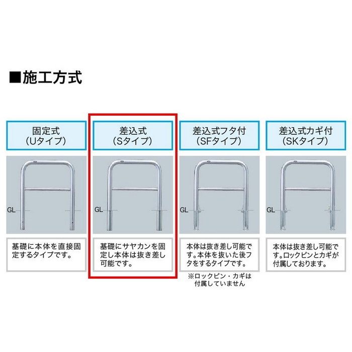 FAH-7S10-800(W) サンバリカー（アーチ） スチール製 φ60.5 横バー付 差込式 1000mm 白
