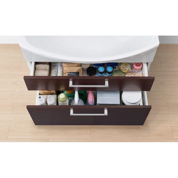 LKAL751AUNJ5SBND1 洗面化粧台セット アルバ750 一面鏡白熱球 二段引出タイプ 750×530×850mm ダークブラウン 木目調