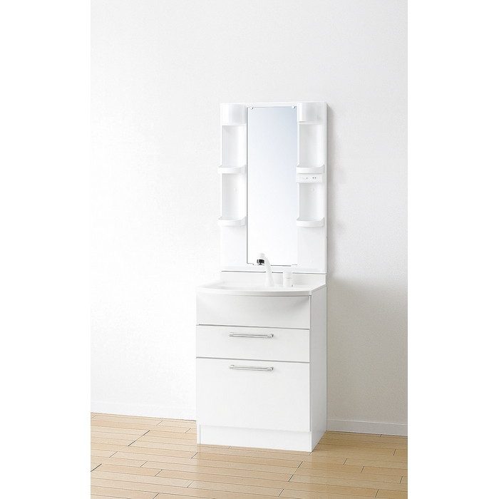 LKAL601AUNJ5SBLNW1 洗面化粧台セット アルバ600 一面鏡LED 二段引出タイプ 600×530×850mm ホワイト 無地