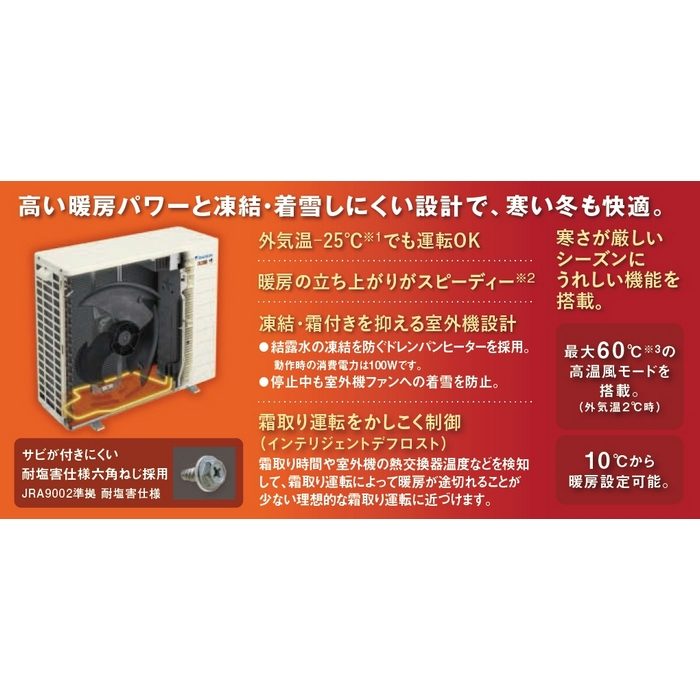 S806ATDP-W 壁掛形エアコン スゴ暖 DXシリーズ 室内電源200V 26畳対応 室外機セット 798×370×295mm ホワイト