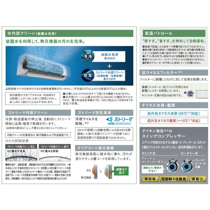 S566ATEV-WE 壁掛型ルームエアコン Eシリーズ 18畳用 室内機・室外機セット 798×255×250mm 直結室外電源単200V 耐塩害仕様