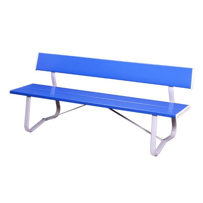 ベンチ LW-Em (1800背付) 座板:ブルー/フレーム他:ホワイト