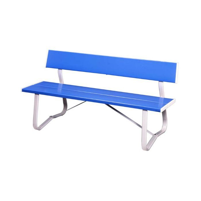 ベンチ SW-Em (1500背付) 座板:ブルー/フレーム他:ホワイト