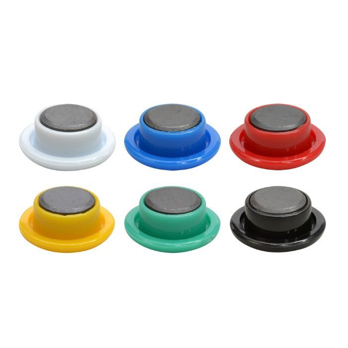 カラーボタン Φ20 MFCB-20-6P-C 白・青・赤・黄・緑・黒 10セット（6個入）／ケース