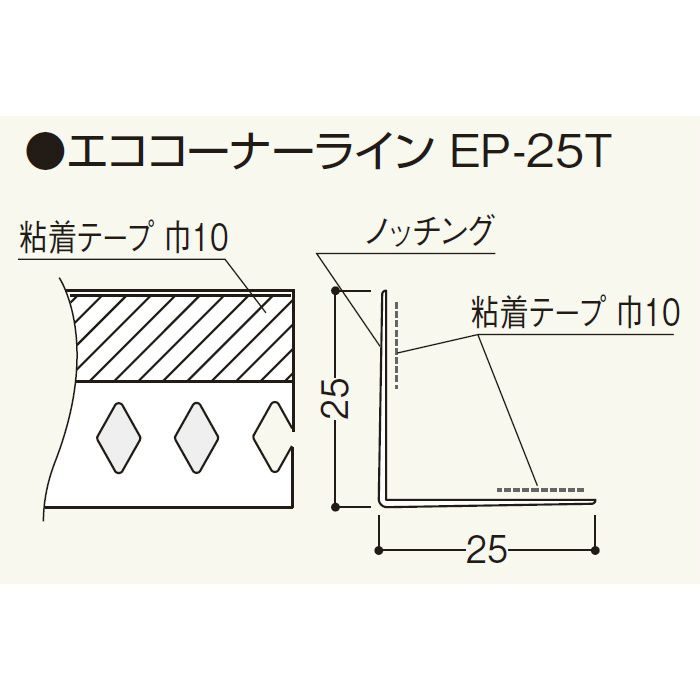 EP25T エココーナーライン EP-25T ホワイト 50本/セット
