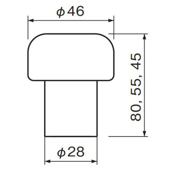 マッシュルーム戸当り 45 (磨きクリア) RB-8 金