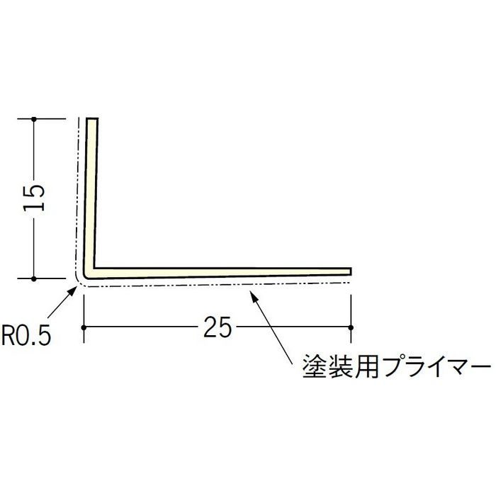 ペンキ・クロス下地材 ドア廻り ビニール L型コーナ15×25プライマー付 ミルキー 2.73m  01314-2