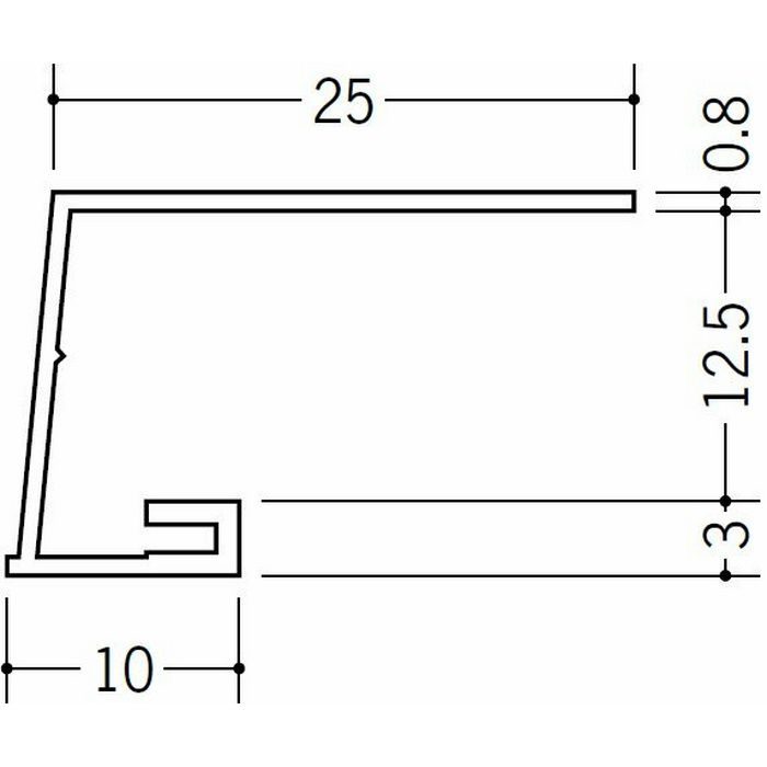 コ型見切縁 ビニール 見切 A3-12.5(岩綿板用) ホワイト 1.82m  32042
