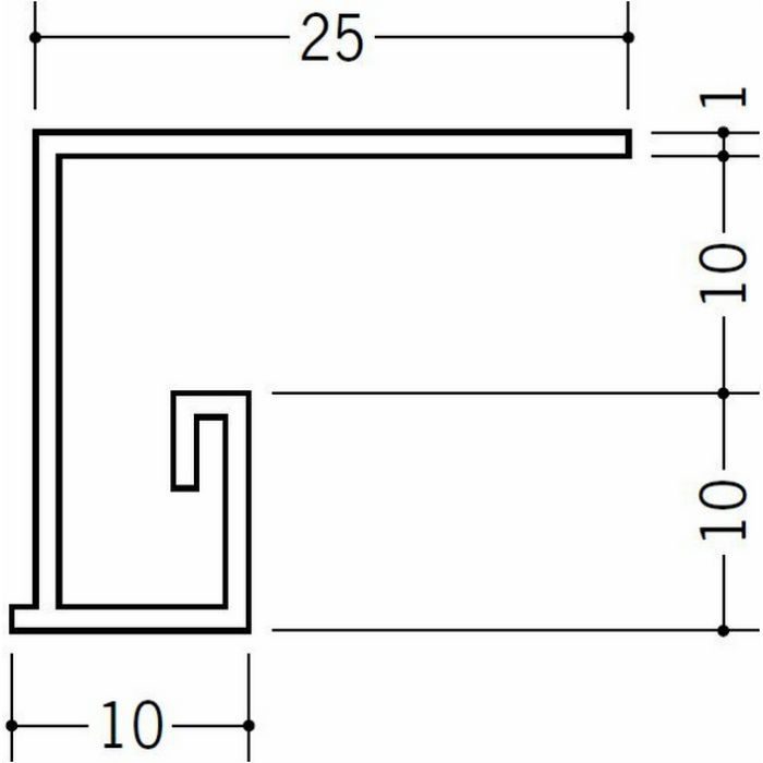 ？型見切縁 ビニール 見切 PLM-10 ホワイト 2m  36197