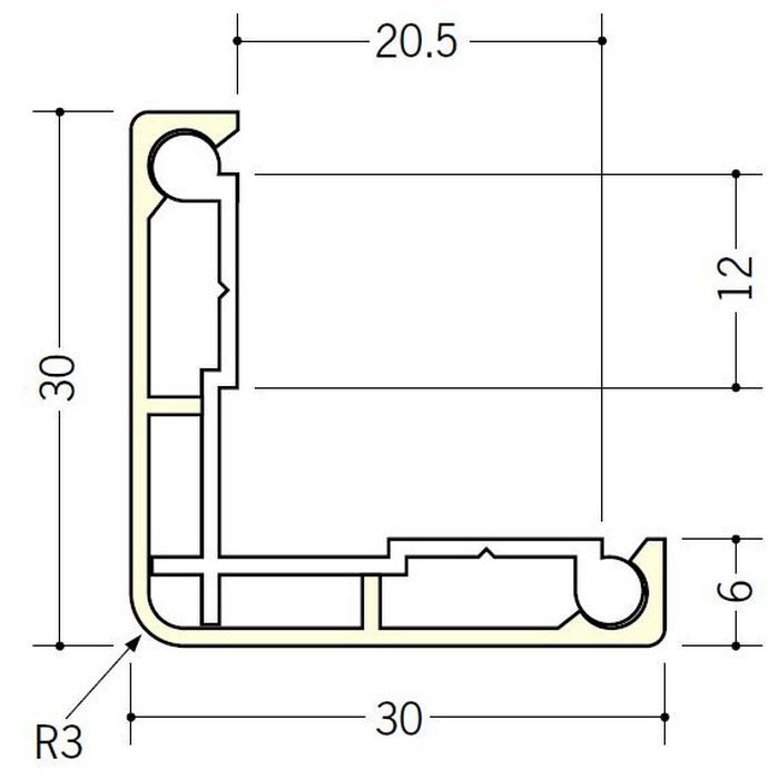 カンゴウアングル ビニール 後付けコーナー30 オフホワイト(ベース：ホワイト) 2.73m  33193-1